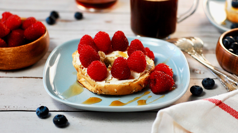 bagel topped with fruit