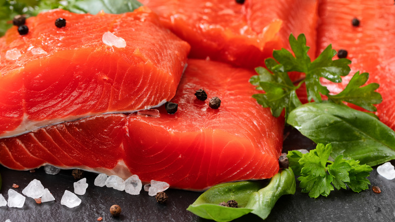 Raw red sockeye salmon 