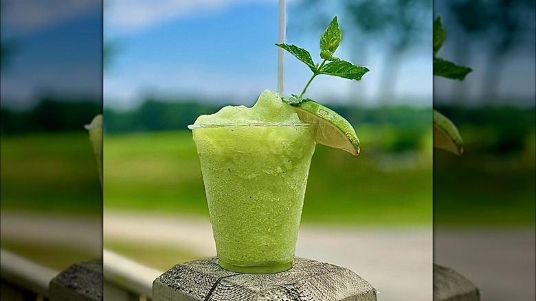 Frozen mojito with lime and mint