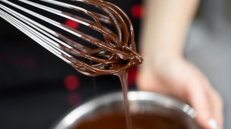 whisking melted chocolate