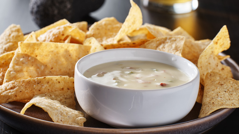 White queso with chips 