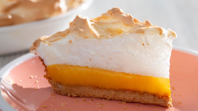 Slice of lemon meringue pie