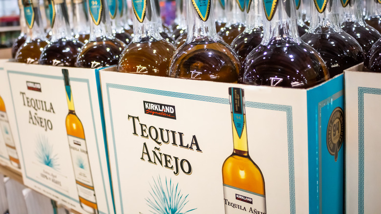 Kirkland Signature Anejo tequila bottles and box