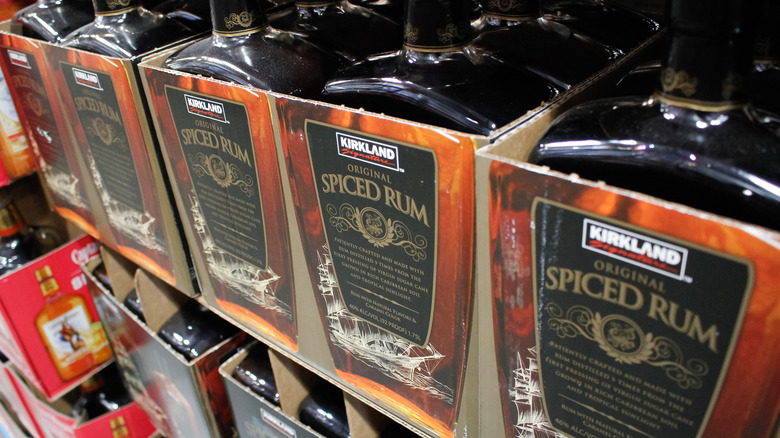 Kirkland Spiced Rum bottles and box