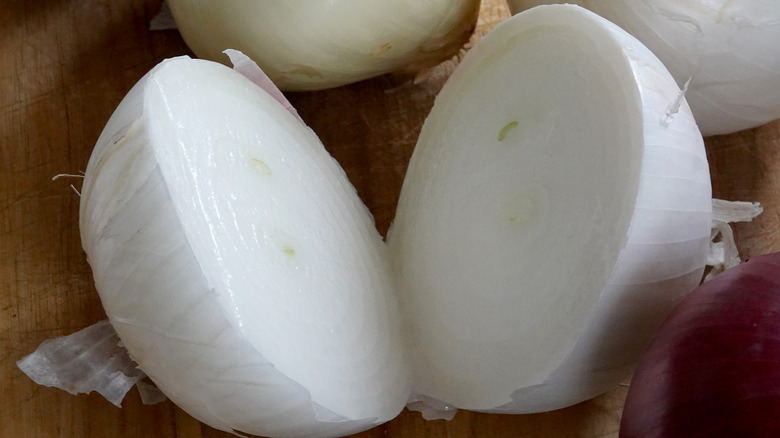 White onion cut in half