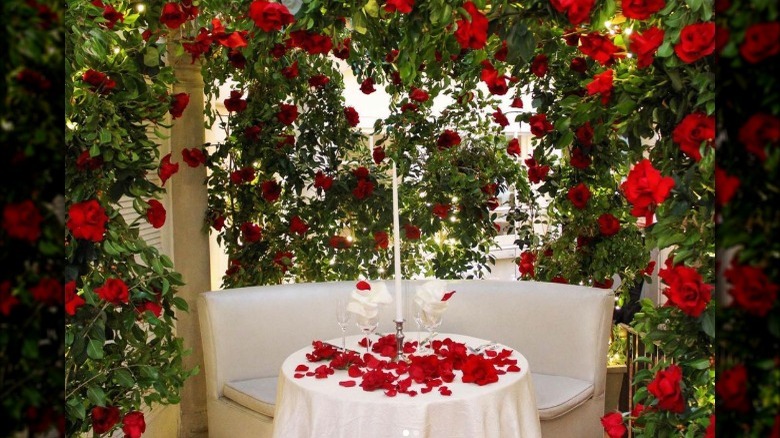 Romantic table with red roses