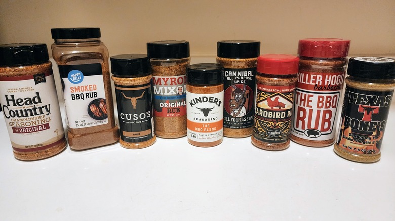 BBQ seasonings on counter