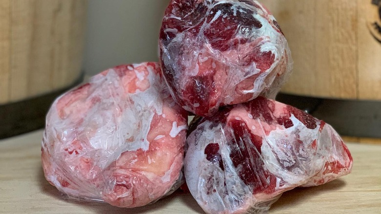 beef knees wrapped in plastic