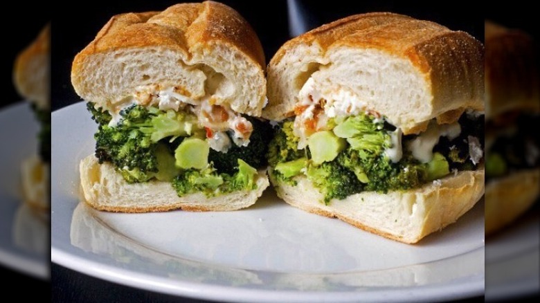 The Broccoli Classic sandwich on white plate