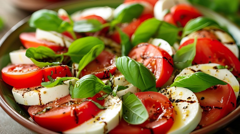 Close-up of a Caprese salad