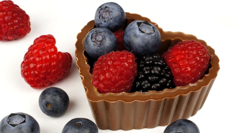 chocolate cup filled with berries