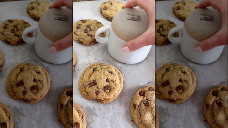 shaping chocolate chip cookies