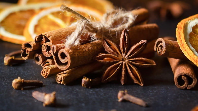 Cinnamon, star anise, clove, dried orange