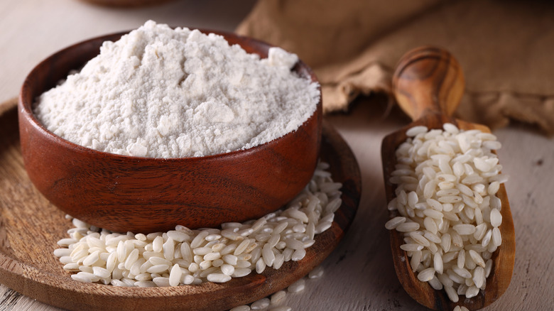 Rice flour in a bowl