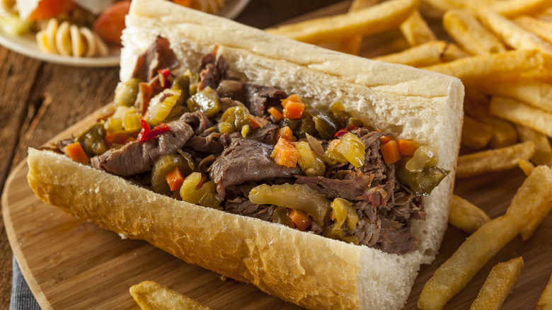 Hot italian beef sandwich