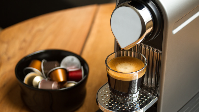 Nespresso machine with coffee