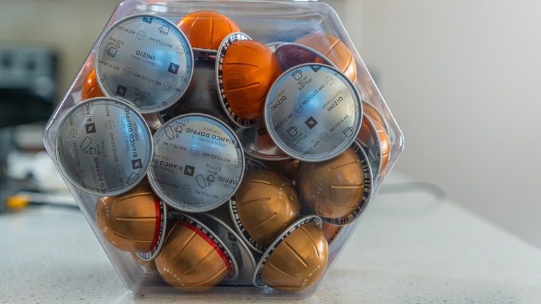 Jar of Vertuo Nespresso pods