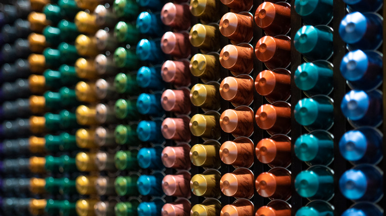 Rows of Nespresso pods