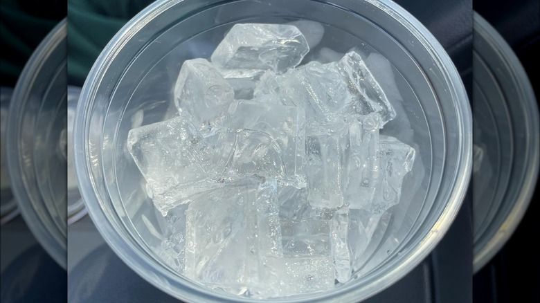 Overview of ice in a Starbucks cold cup