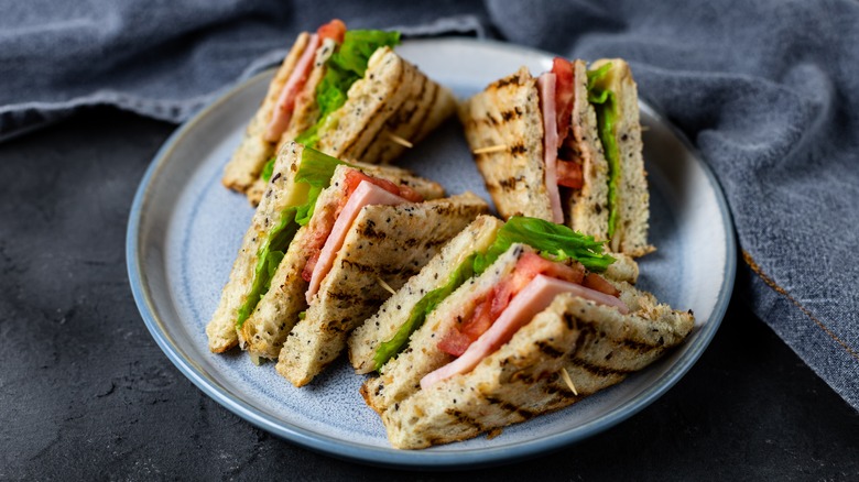 Classic club sandwich on plate