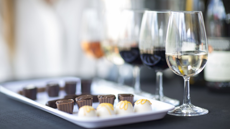 selection of chocolates and wines