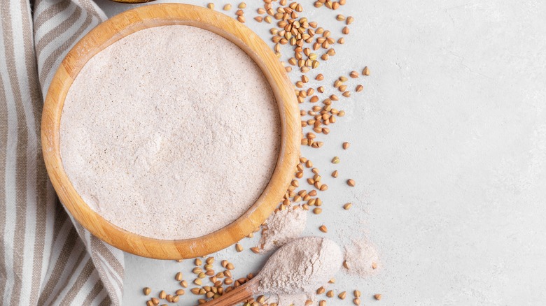 bowl of buckwheat flour