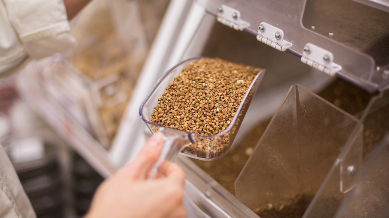 bulk bins of buckwheat