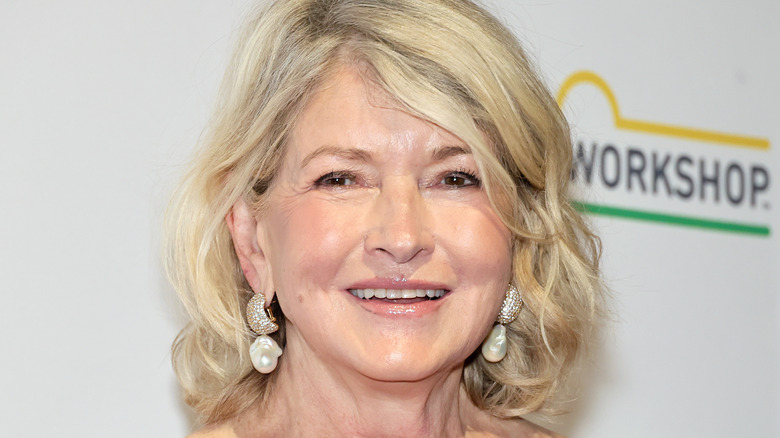 Martha Stewart with large pearl earrings