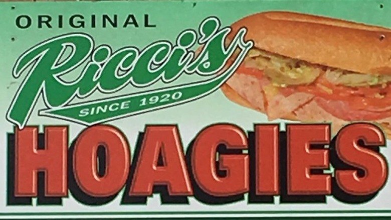 Ricci's Hoagies sign