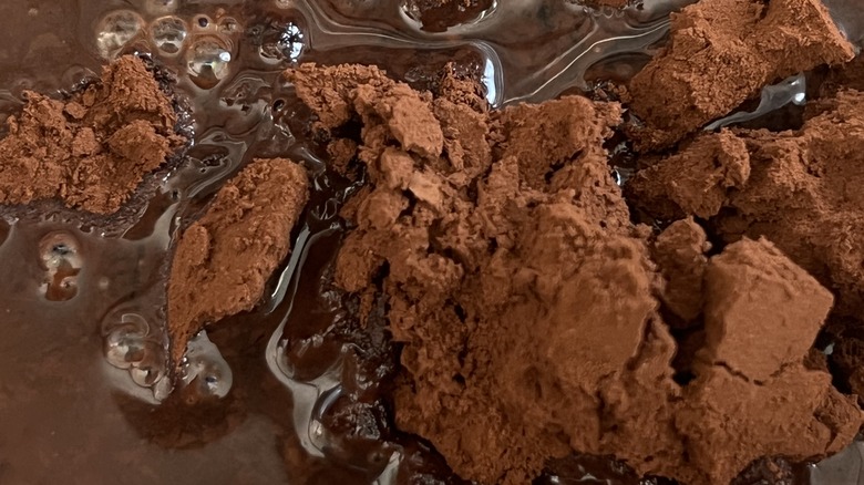 cocoa powder with hot water