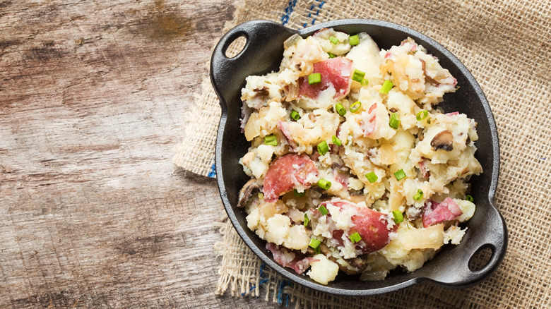 Potato salad in cast iron dish