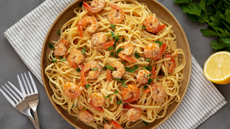 Shrimp scampi with parmesan and parsley