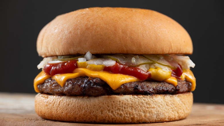 Close up of a Quarter Pounder from McDonald's