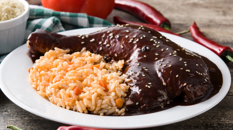 mole poblano with rice