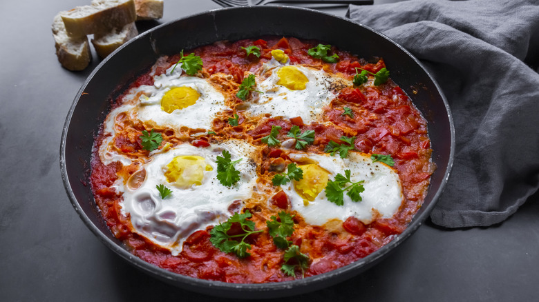 Shakshuka with baked eggs