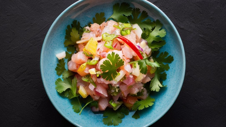 plated ceviche on dish