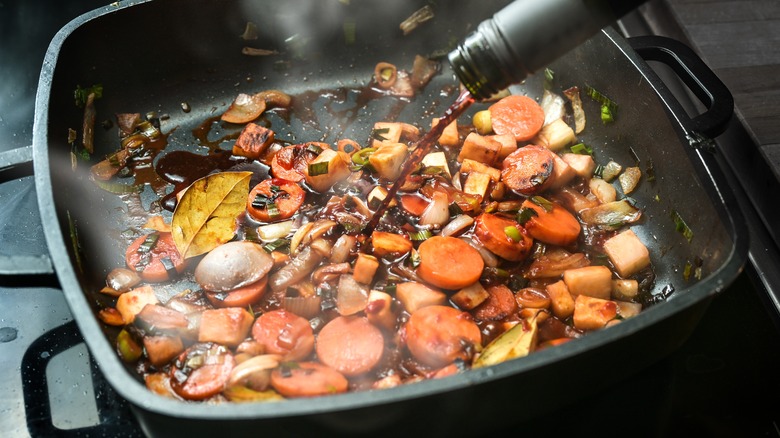 deglazing pan with wine