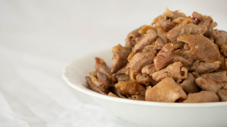 bowl of prepared chitterlings