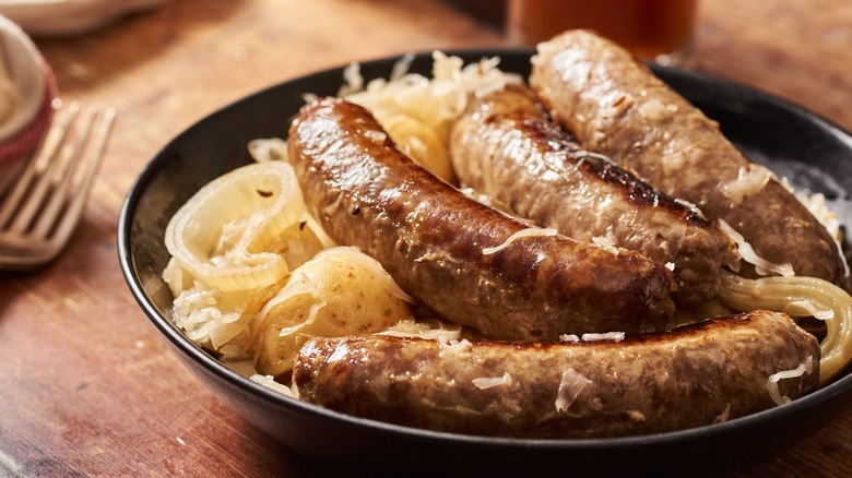 cooked sausages on a plate