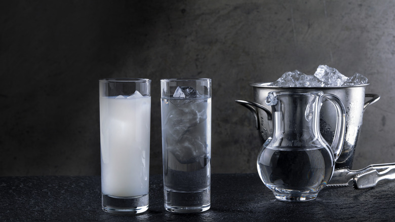 ouzo served with water and ice