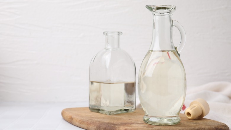 White vinegar in container on counter