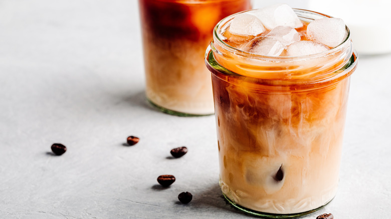 mason jar with iced coffee