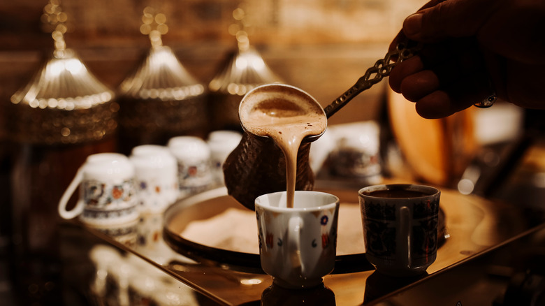 Pouring Turkish coffee 