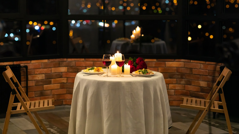 Table with wine and food