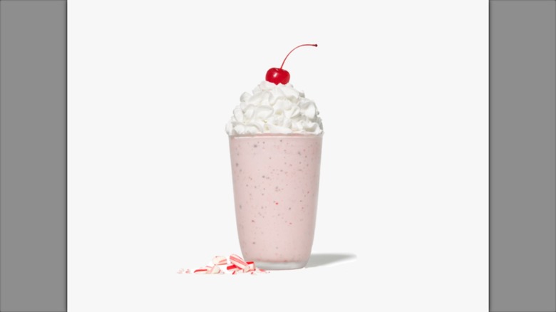 peppermint Chick-fil-A milkshake with cherry