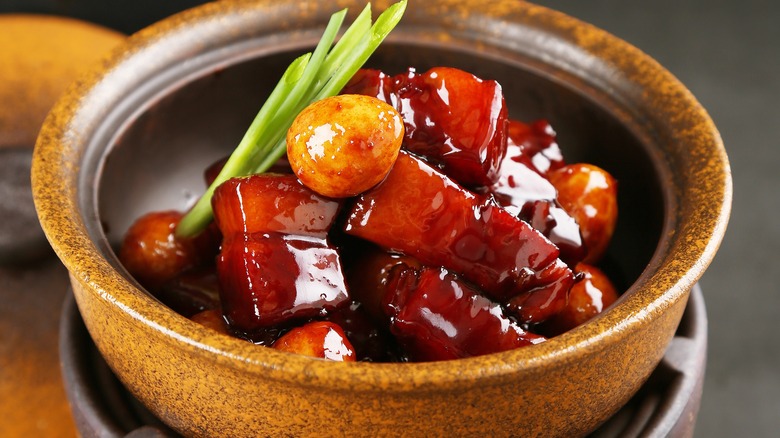 dongpo pork in brown bowl