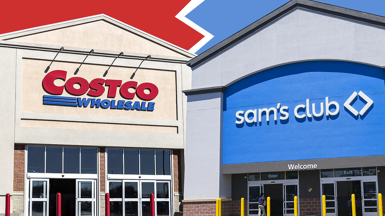 Costco and Sam's Club stores side-by-side