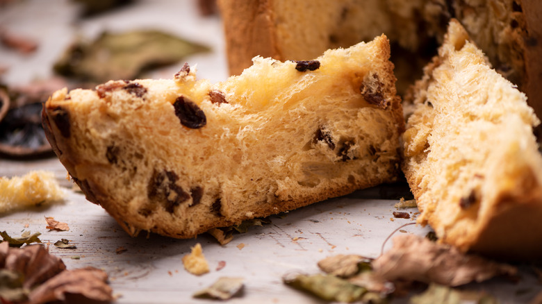 panettone on a wooden surface