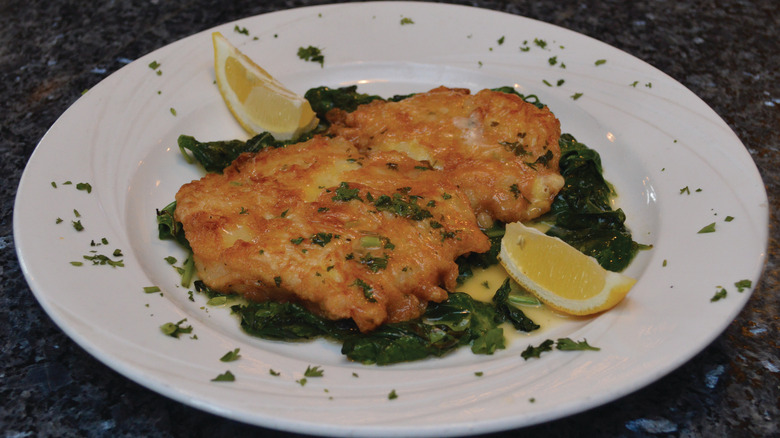 chicken française with spinach and lemon