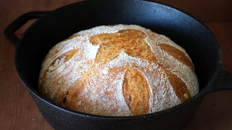 bread in cast iron pan